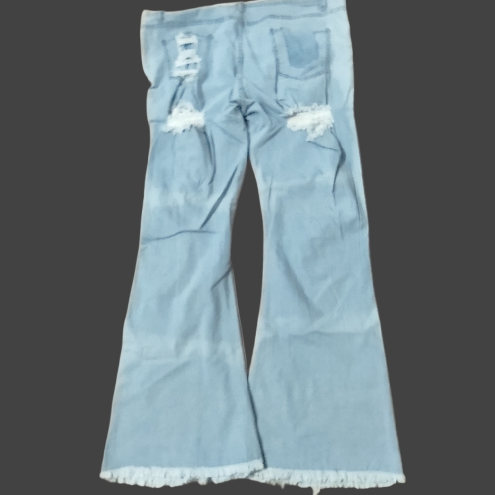 Stylish Blue Leopard Distressed Women's Jeans NEW 3x - Picture 2 of 3